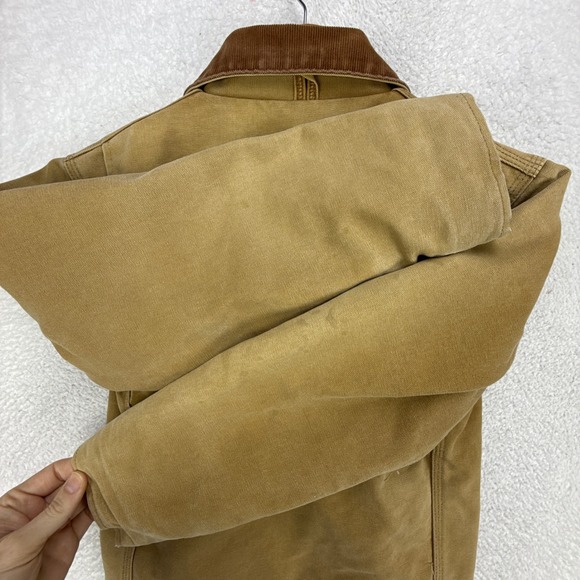 Carhartt Detroit Jacket Quilt Lined Youth 14 (XL) Y20 BRN Brown Red Lining - Picture 15 of 16